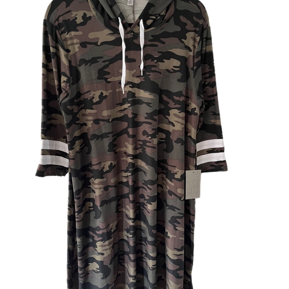 J for Justify NWT Pullover Camo hoodie T shirt dress minimalist boho beach 2X